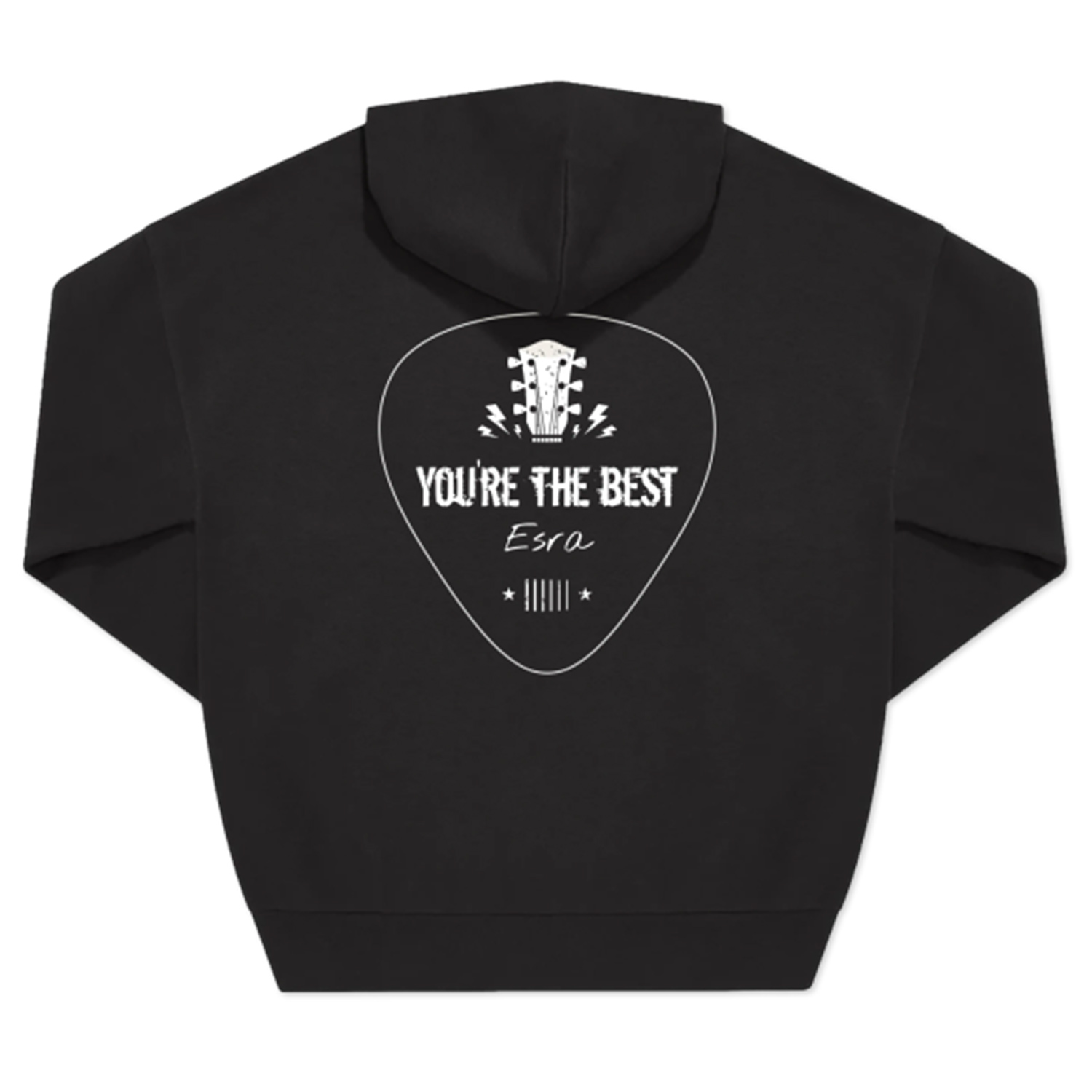 Hoodie Unisex Svart - L- Trykk bagside