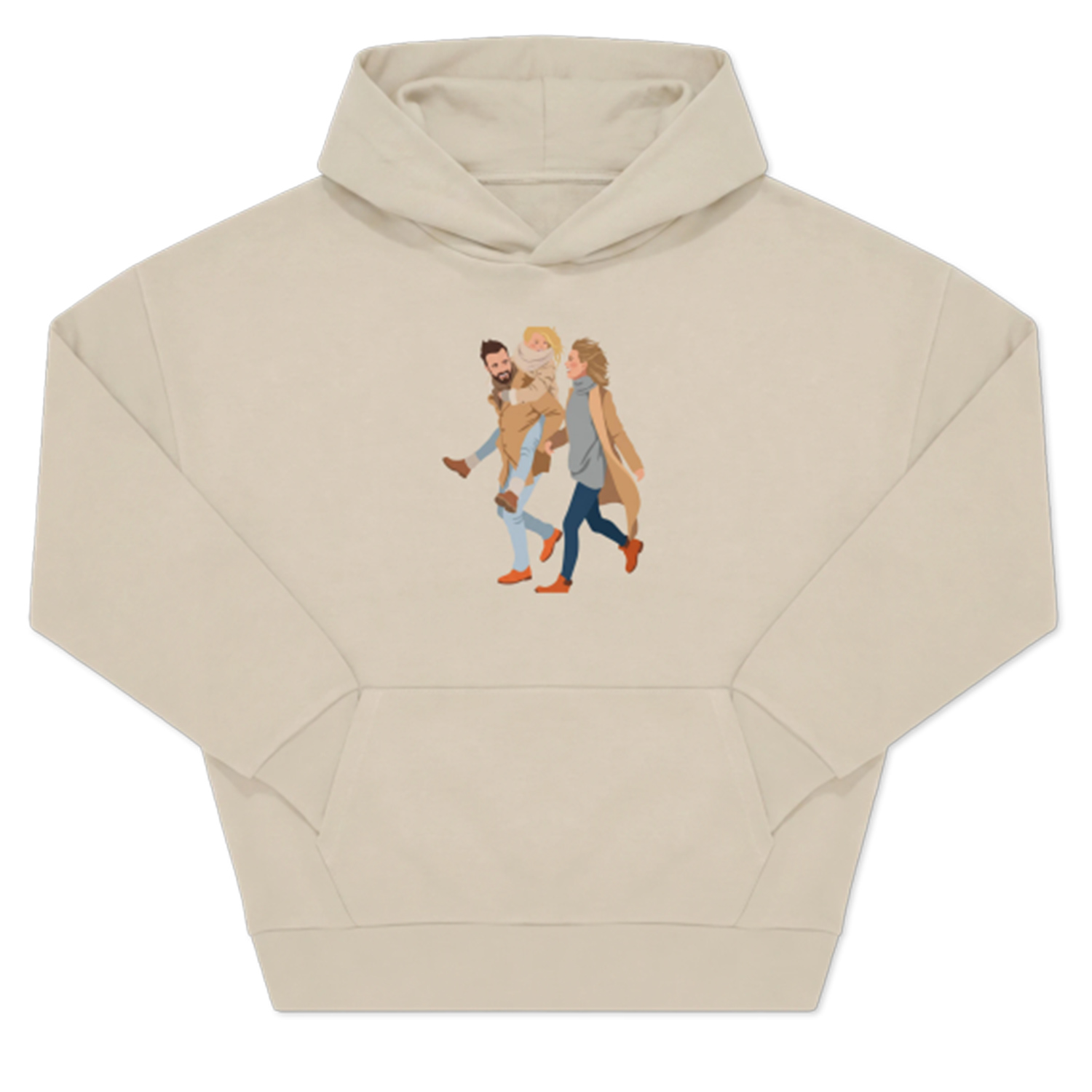 Hoodie Unisex Beige - L - Print voorkant