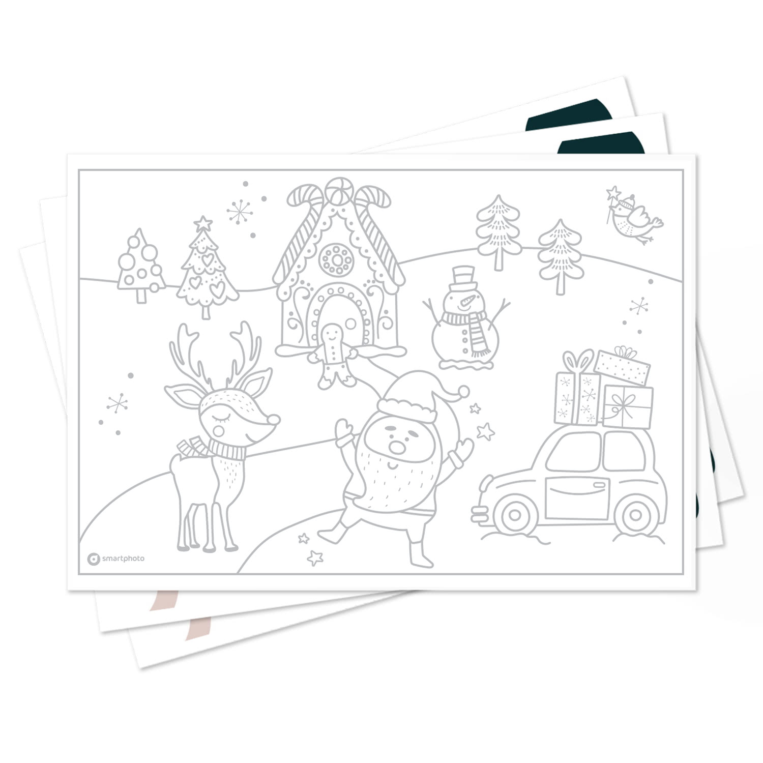 Placemat met kleurplaat Kerstmis - Set van 24