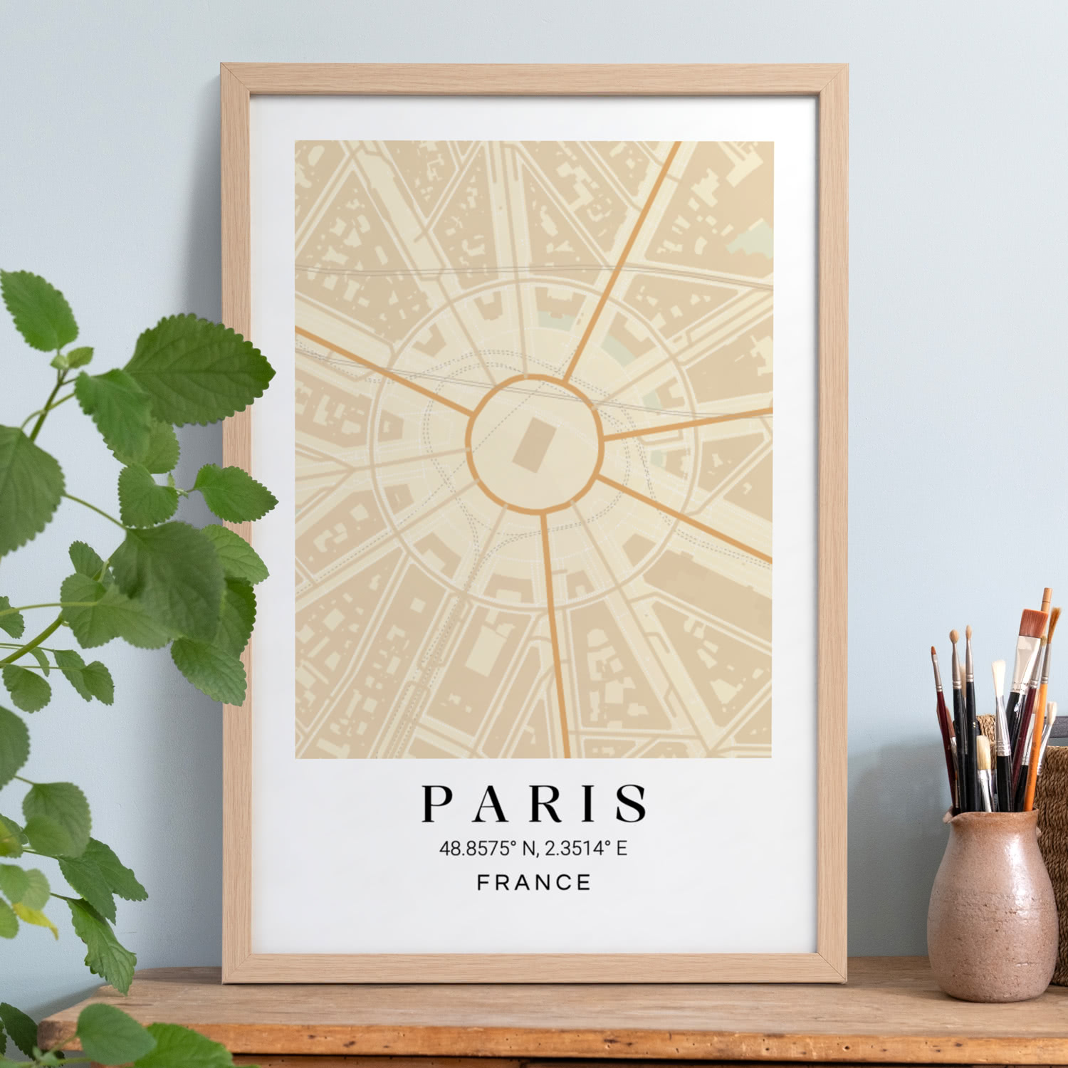 smartphoto Bykort plakat med ramme brun 40 x 60