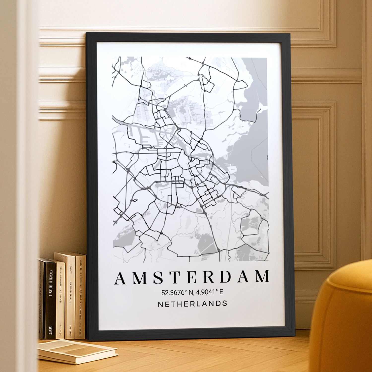 smartphoto Bykort plakat med ramme sort 50 x 75