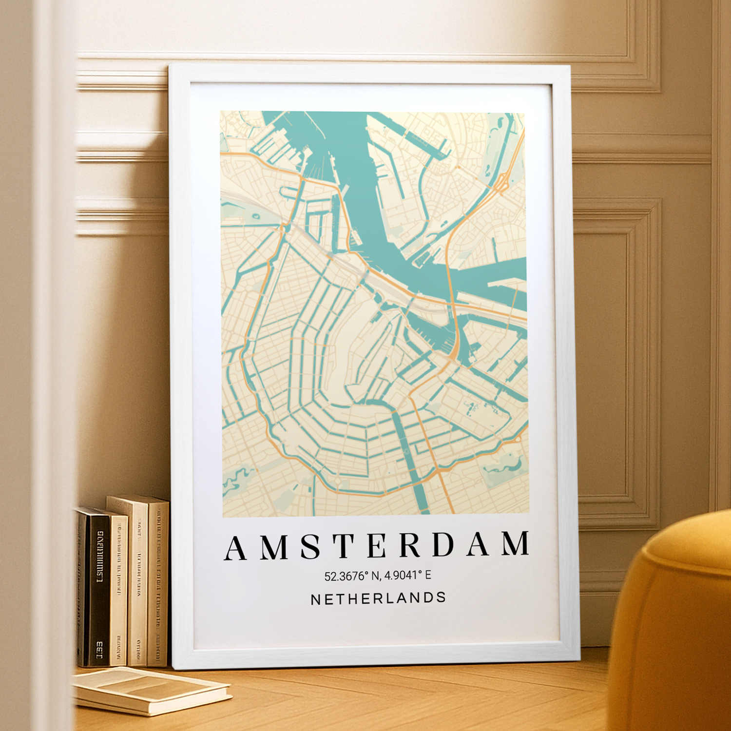 smartphoto Bykort plakat med ramme hvid 50 x 75