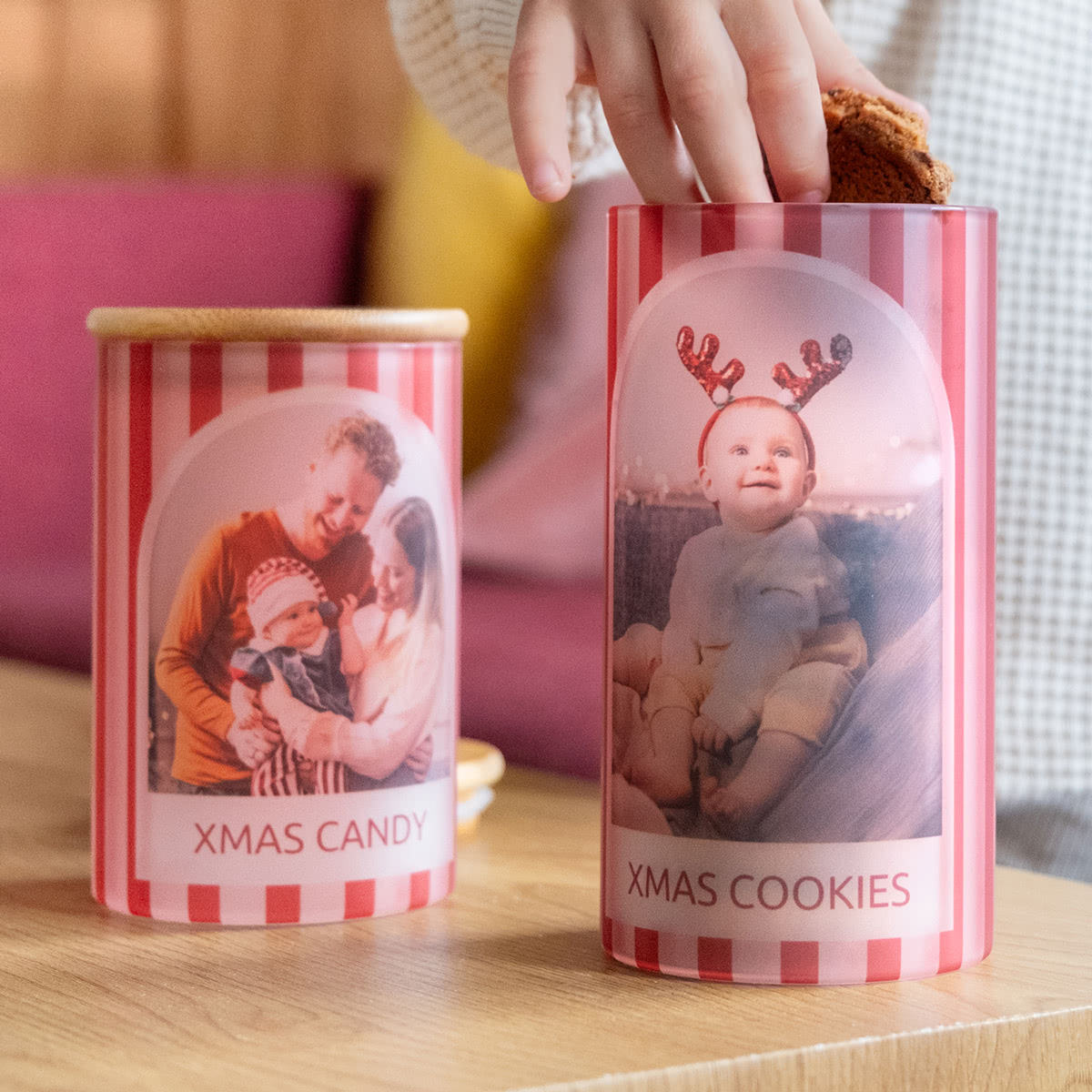 smartphoto Opbevaringskrukke med låg - sæt med 2