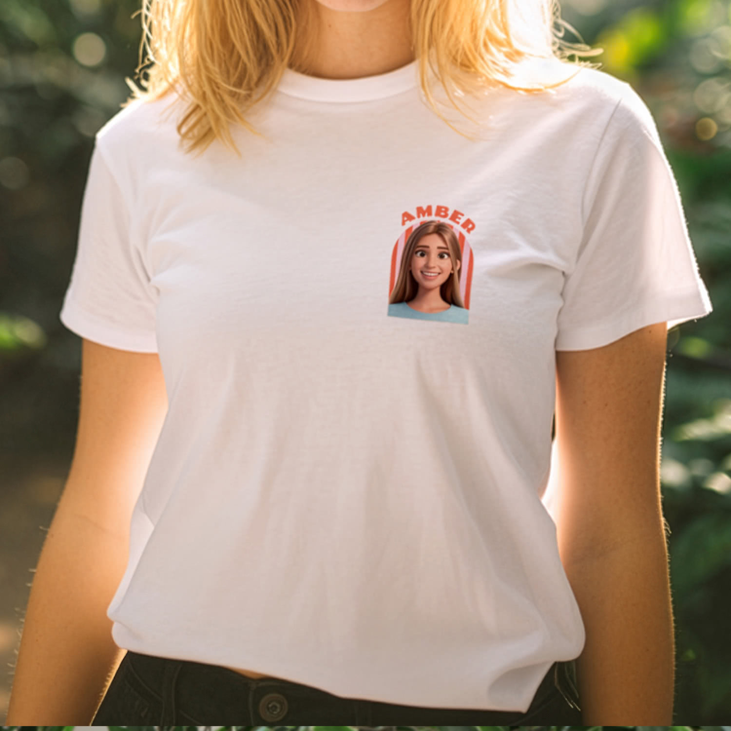 smartphoto T-shirt med AI forside hvid L