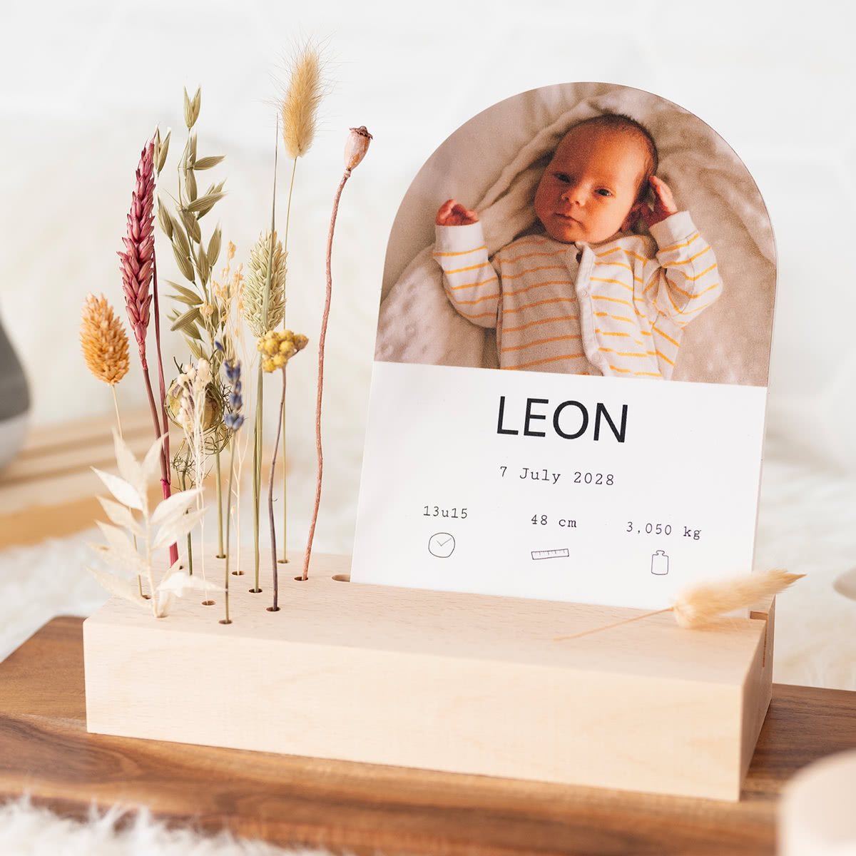 smartphoto Borddekoration med blomster og kort, buede kort