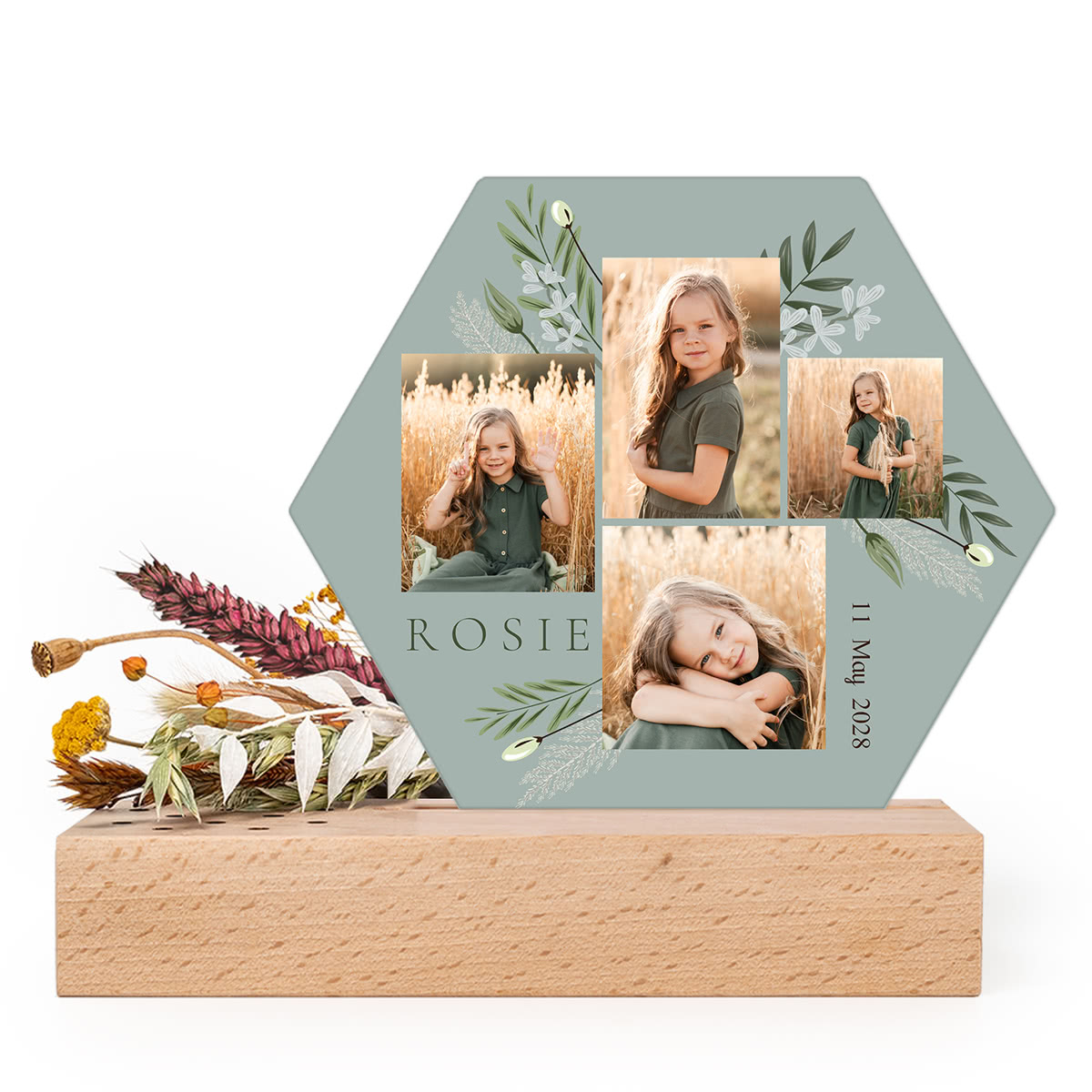 Personlig borddekorasjon med pressede blomster | sekskantet forex art display