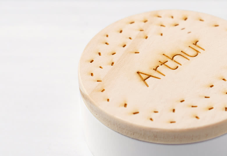 Tin box with wooden lid