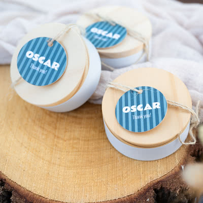 Tin box with wooden lid - 12 pcs