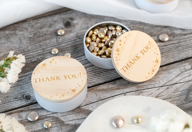 Tin box with wooden lid