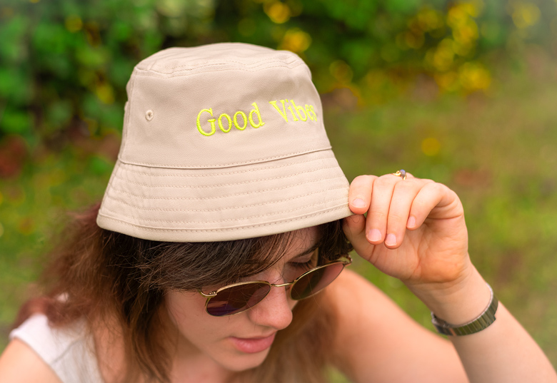 Bucket hat with text