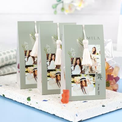 Party bag with photo-wrapping Party bag with photo-wrapping