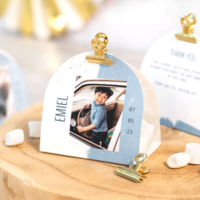 Party bag with rounded photo-wrapping