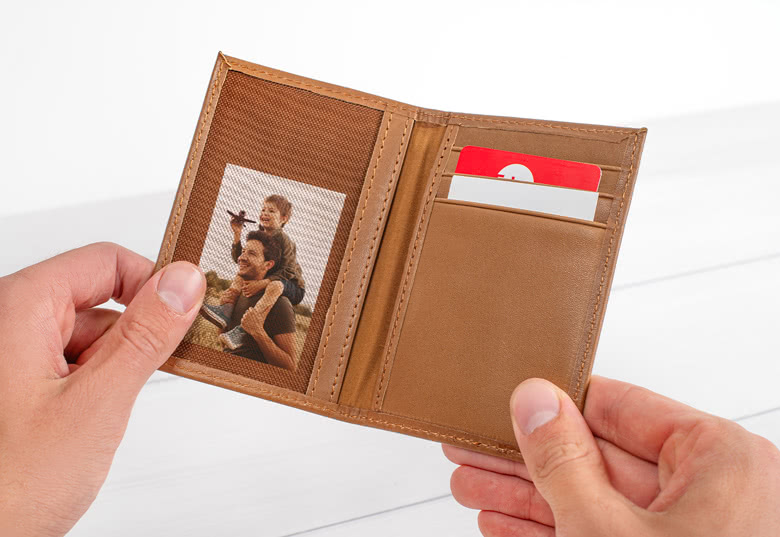 Porte-monnaie Personnalisé avec Photo Gravée Cadeau pour Homme