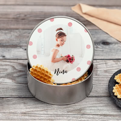 Ronde koekjestrommel met snoep Ronde koekjestrommel met snoep
