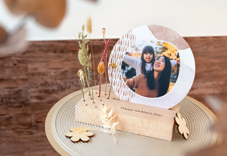 Forex luxe sur support en bois & fleurs séchées