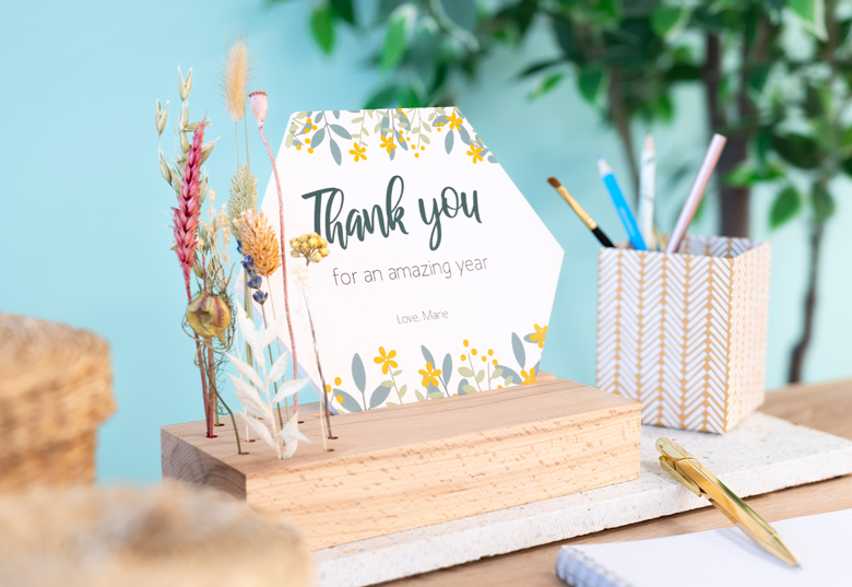 Forex luxe sur support en bois & fleurs séchées