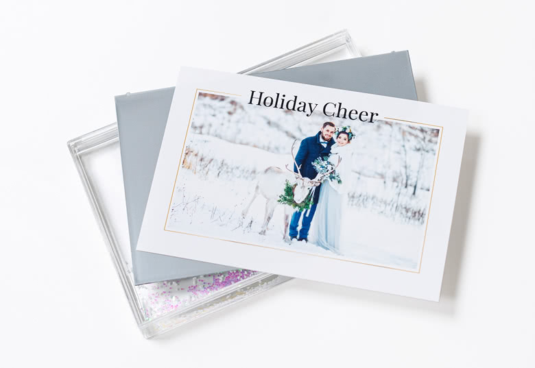 Photo frame with snow