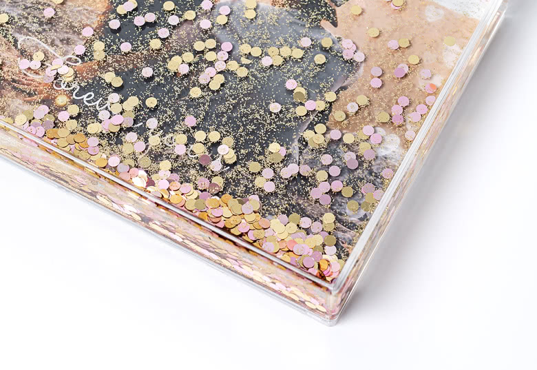 Acrylic frame filled with glitter