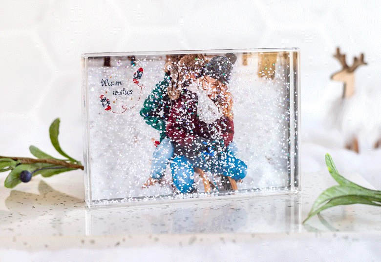 Photo frame with snow