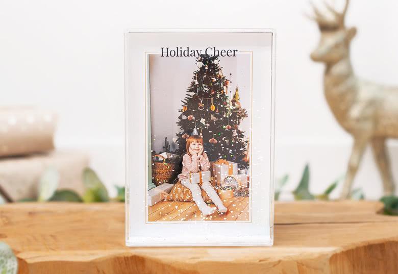 Photo frame with snow