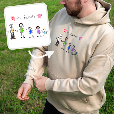 Hoodie printed with children's drawing