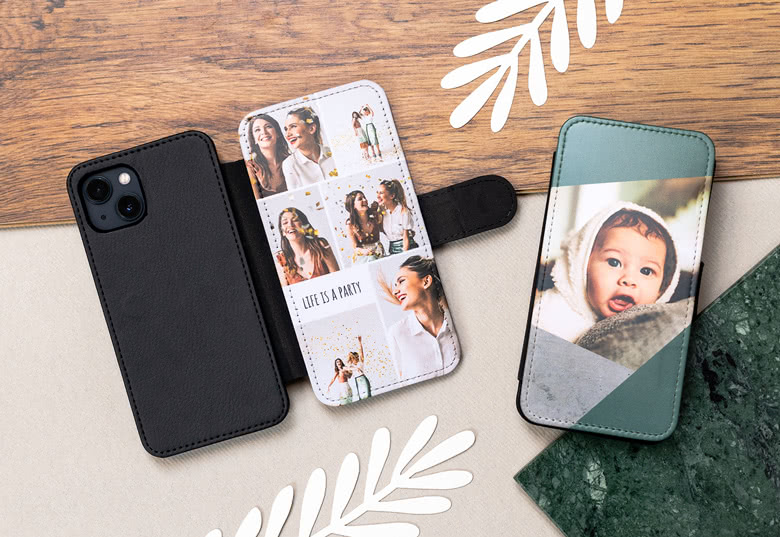 Coque iPhone portefeuille personnalisée avec photos