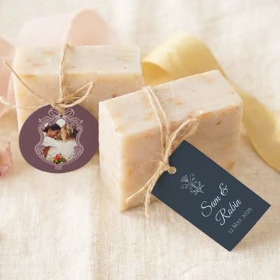 Såpestykke med personlig etikett - 6 stk