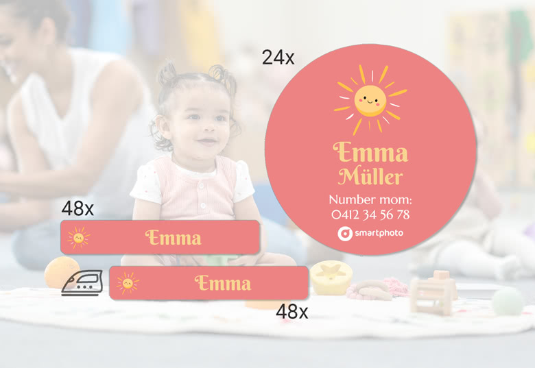 Sett med navnelapper til barnehage - Navnelapper & etiketter i egen design