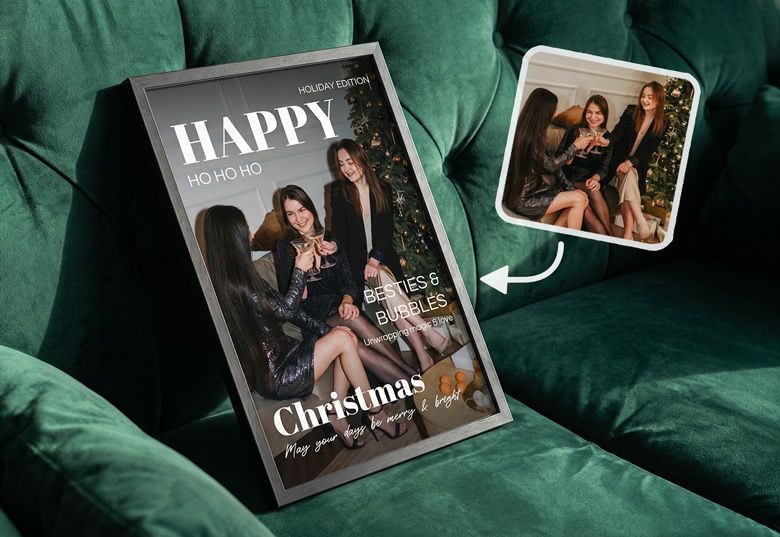 Magazinecover met glam filter