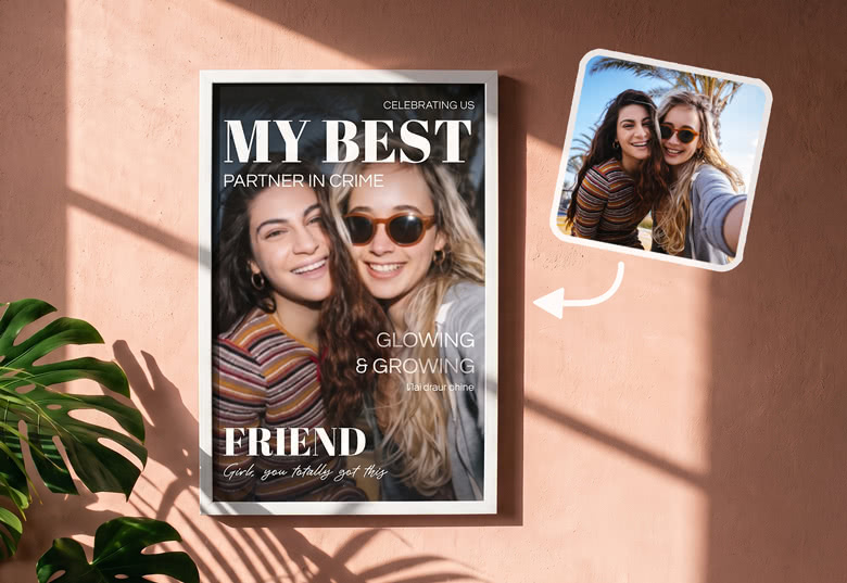 Magazinecover met glam filter