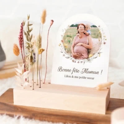 Forex luxe sur support en bois & fleurs séchées