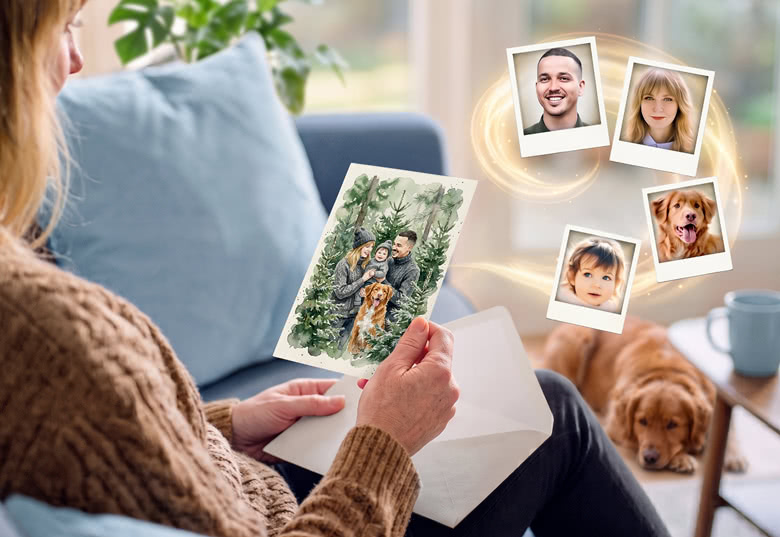 Greeting Card With Family Gathered