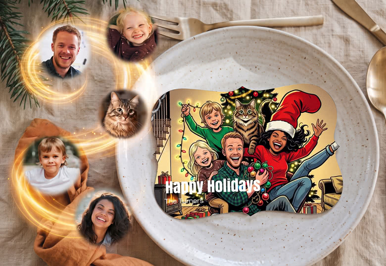 Greeting Card With Family Gathered