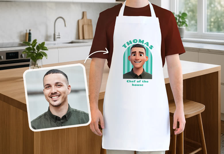 Gepersonaliseerde schort met AI image