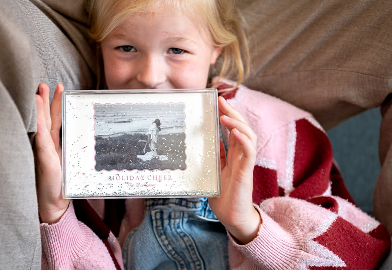 Cadre photo fun, paillettes, neige ou coeurs