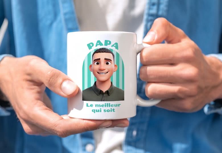 Cadeau de fête des pères personnalisé - Mug avec filtre IA.