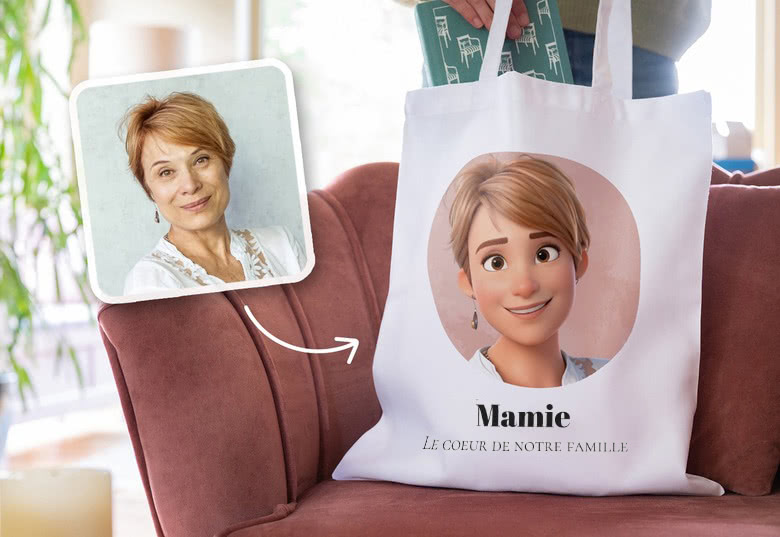 Tote bag original fête des grand-mères - illustration IA