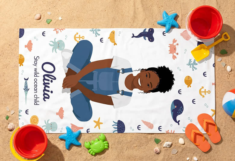 Serviette de bain avec illustration IA