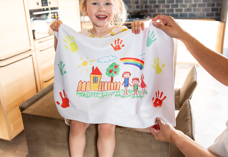 Cadeau dessin pour la fête des Mamies - essuie de cuisine