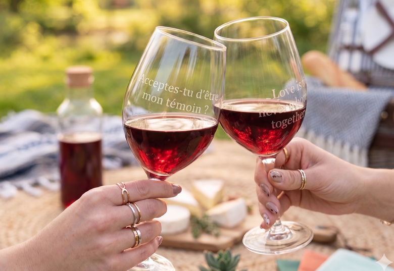 Verre à vin demande de témoin de mariage ou demoiselle d'honneur 