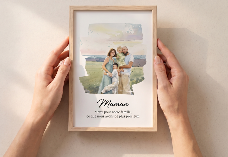 Poster fête des mamans illustration personnalisée