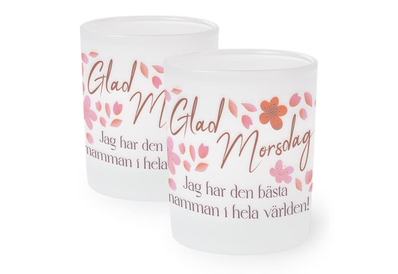 smartphoto Värmeljushållare i glas 2 st - Blommor - Kort citat