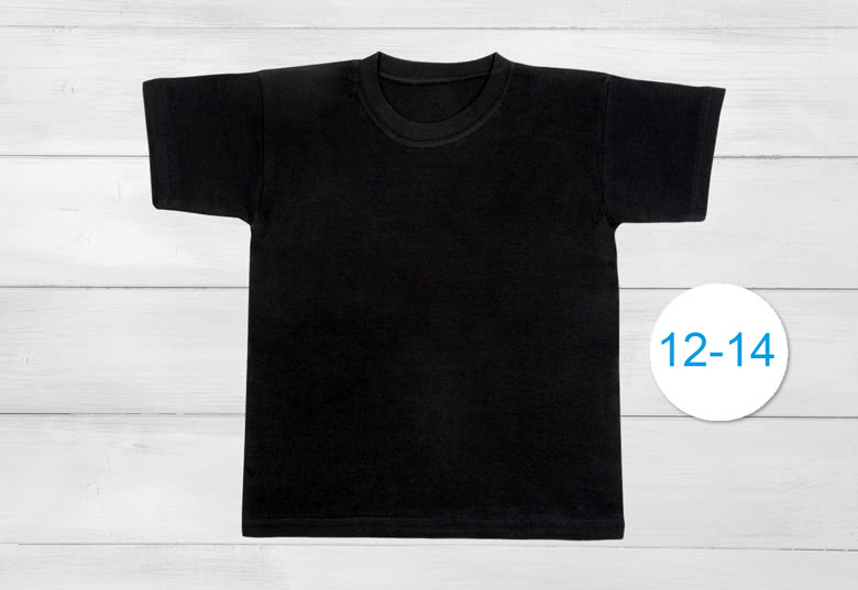 T-shirt kinderen zwart 12 - 14 jaar
