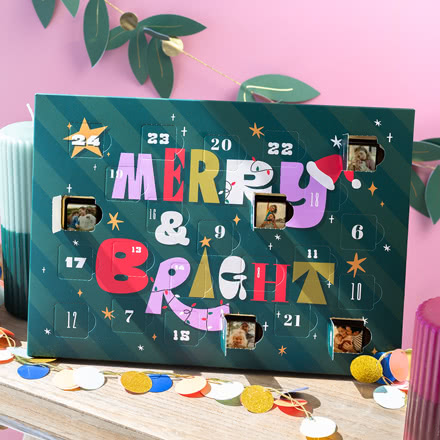 Adventskalender mit Schokolade - Merry & Bright