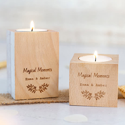 Bougeoir en bois - Lot de 2