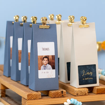 Beige runde Geschenktüte - 12 Stk. 