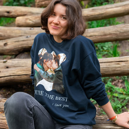Sweatshirt Unisex Marineblau mit Aufdruck L
