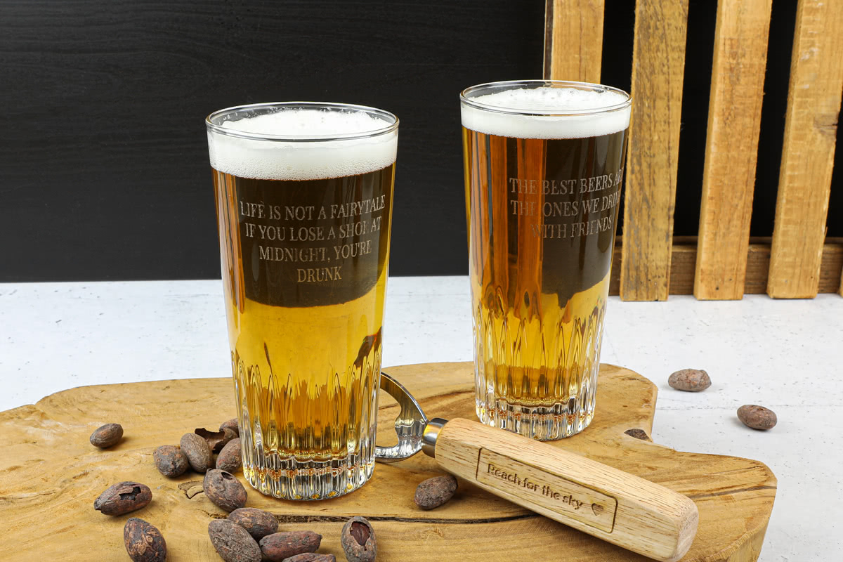 Personalised beer glass with engraving