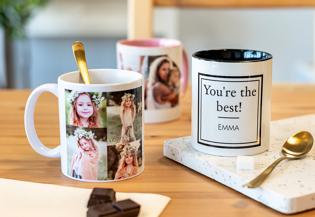 Text auf Weiß Becher oder Farbe Changing Personalisierte Tasse mit Foto Collage