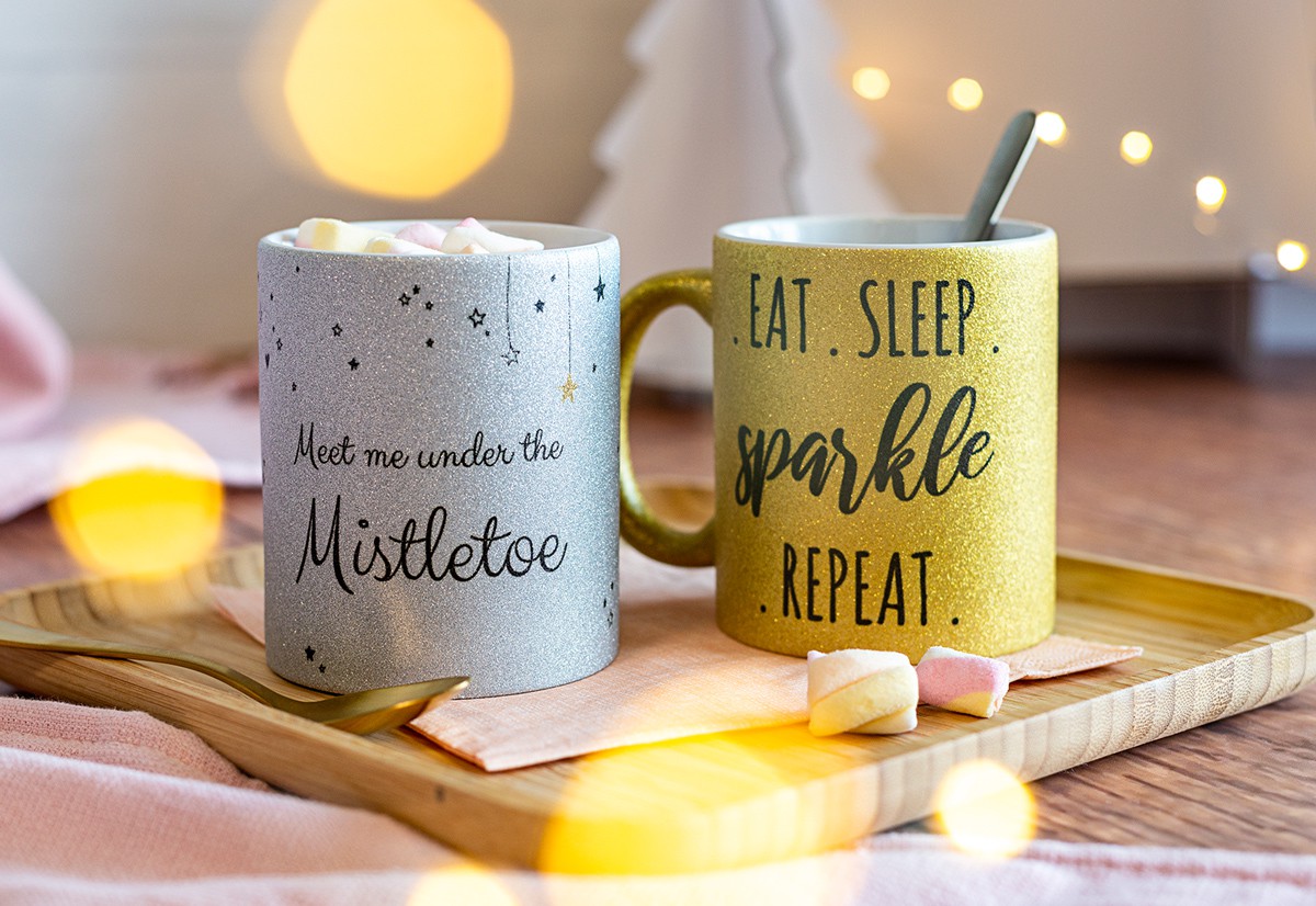 Personalised Sparkly mug with your text on it smartphoto